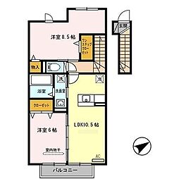 フォレストコート 2LDKの間取図画像