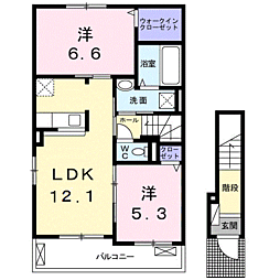 アミティエ1 2LDKの間取図画像