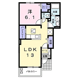 プロムナーゼ2 1LDKの間取図画像