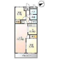 ポルトファミリア 2LDKの間取図画像