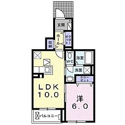 アナベル 1LDKの間取図画像