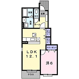 ヴァン・ルミエール1 1LDKの間取図画像