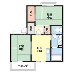 タウニィ名草 1階2DKの間取り