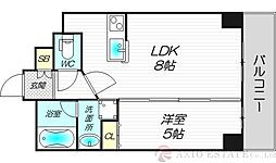CITY SPIRE十三東 8階1LDKの間取り