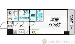 エスリードレジデンス東三国デュオ 4階1Kの間取り