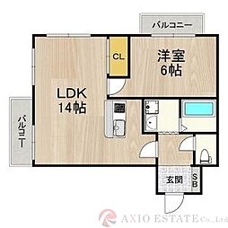 JMRレジデンス新大阪 2階1LDKの間取り