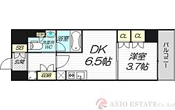 ザ・パークハビオ塚本 3階1DKの間取り