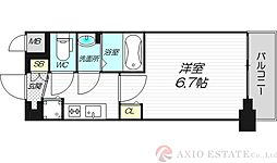 プレサンス塚本グランゲート 9階1Kの間取り