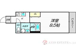 アネシス新大阪 2階1Kの間取り