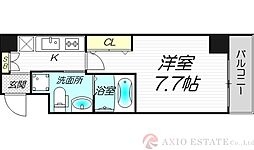 パークヒルズ東三国Vision 4階1Kの間取り