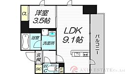 シーズンフラッツ新大阪 8階1LDKの間取り