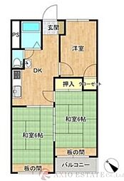 南千里第2コーポラスB棟 3DKの間取図画像