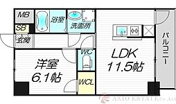 S-RESIDENCE新大阪駅前 1LDKの間取図画像