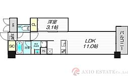 リビオメゾン新大阪 1LDKの間取図画像