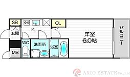 エスレジデンス新大阪ガーデン 1Kの間取図画像