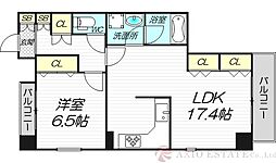 アクアスイート新大阪 1LDKの間取図画像