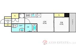 LaCASA新北野 1LDKの間取図画像