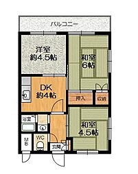 甲南第10兵庫コーポラス 203 3DKの間取り