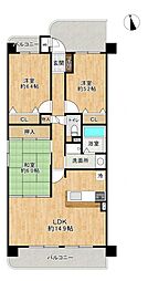 ユーハウス鶴里 3LDKの間取図画像