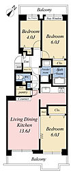 パークシティ本牧H棟 3LDKの間取図画像