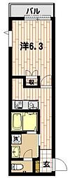 ドゥジュピテール 1Kの間取図画像