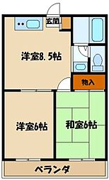 プレステージコマエ 2LDKの間取図画像