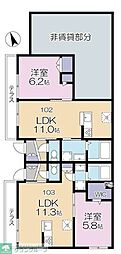 ピュアシティ下北沢 1LDKの間取図画像