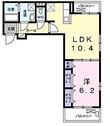 ルジャルダン 1LDKの間取図画像