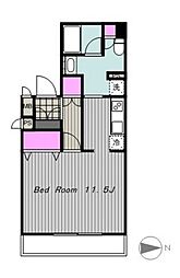 コンフォリア下北沢 9階ワンルームの間取り