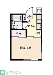 プチメゾン狛江 2階1Kの間取り