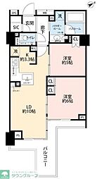 シティハウス二子玉川 3階2LDKの間取り