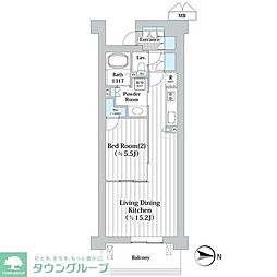 アビティグランデ砧　（Ｂ棟） 4階1LDKの間取り