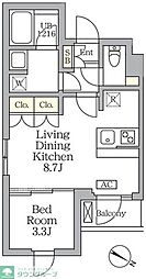 アジールコート三宿テラス 4階1LDKの間取り