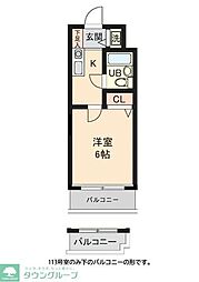 ウィンベルソロ梅ヶ丘 4階1Kの間取り