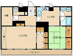 アーバン・ドヌール 2階1SLDKの間取り