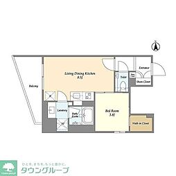 オーキッドレジデンス渋谷富ヶ谷 4階1LDKの間取り