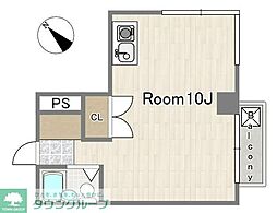 小野ビル 2階ワンルームの間取り