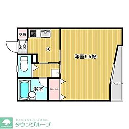 ウィンディ世田谷I 2階1Kの間取り