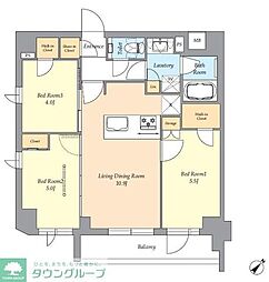 ＡＩＦＬＡＴ渋谷西原 4階3LDKの間取り