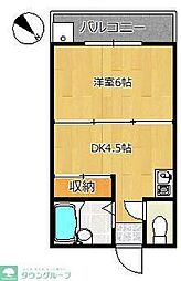 光生ハイツ 2階1DKの間取り