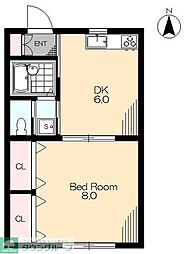メゾンドゥ・フルール 1階1DKの間取り