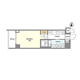 LaSante桜新町 2階1Kの間取り