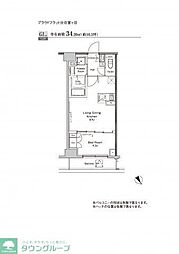 プラウドフラット渋谷富ヶ谷 2階1LDKの間取り