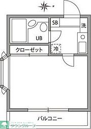 小田急小田原線 成城学園前駅 徒歩9分の賃貸アパート 1階1Kの間取り