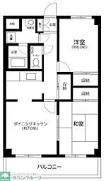 プラムガーデン 3階2DKの間取り