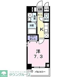 ベルヴィル代々木公園 4階1Kの間取り