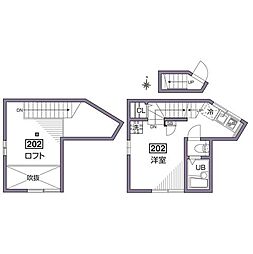 グランエッグス桜新町Ｓ 2階ワンルームの間取り