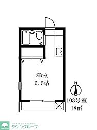 アーバンコート祖師谷 1階ワンルームの間取り