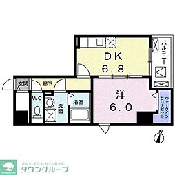 インテルノ芦花 4階1DKの間取り