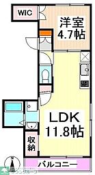 カーサなごみ 2階1LDKの間取り